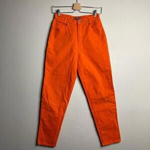 Bright orange high-waisted vintage 90s straight leg jeans